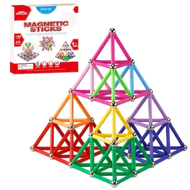 160 Pcs Magnet Building Sticks Kids Toys, Lengthen Magnetic Construction Building Blocks Set 3D Brain Training Learning Educational DIY STEM Toys