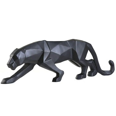FJWYSANGU Abstract Leopard Statues Panther Sculpture Hand Craved Animal Resin Modern Home Decoration Big Black