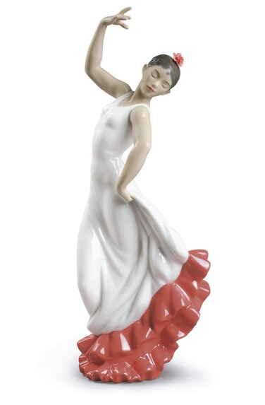 NAO Spanish Art (White-Red). Porcelain Flamenco Figure.