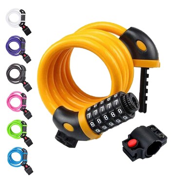 NDakter Bike Lock, 4/5.6 Feet Bicycle Cable, High Security 5 Digit Resettable Combination Coiling Bicycle Lock, Heavy Duty Anti Theft Cable with Mounting Bracket, 1/2 Inch Diameter (4FT,Black-10mm)