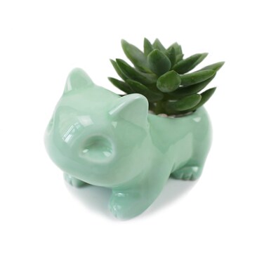 Cartoon Ceramic Flowerpot Glazed Pottery Succulent Pot Cute Planter Ceramic Art Vase Animal Shaped Green with Hole