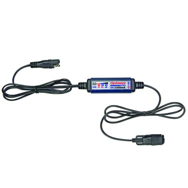 OptiMATE USB O-108, 3300mA USB charger with battery auto protect off, weatherproof, SAE, in &amp; out cables