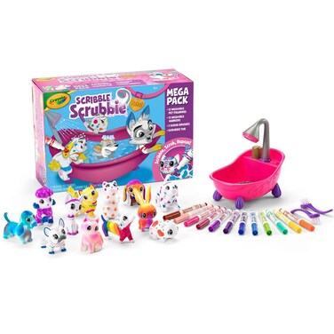 Crayola Scribble Scrubbie Pets Mega Pack (12 Pets), Reusable Pet Care Toy, Dog &amp; Cat Toys for Kids, Holiday Gift for Girls &amp; Boys, 3+