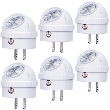 Emotionlite Plug-in Night Lights, Warm White LED Nightlight, 360&deg; Rotation, Dusk to Dawn Sensor, Kids, Adult, Bedroom, Hallway, Bathroom,Kitchen, Stairways, Corridor, 6 Pack