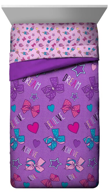 Jay Franco Nickelodeon JoJo Siwa Dream Believe Twin Comforter - Super Soft Kids Bedding Features - Fade Resistant Polyester Microfiber Fill (Official Nickelodeon Product)