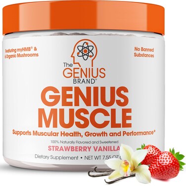 The Genius Brand - Genius Muscle Builder &amp; Mass Gainer, Strawberry Vanilla - 100% Natural Anabolic Activator Supplement for Men &amp; Women - Weight Gainer for Lean Muscle Growth &amp; Bodybuilding