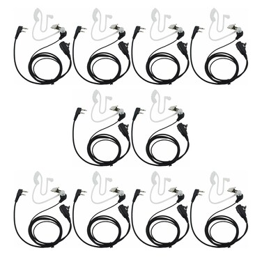 2 Pin PTT Mic Covert Acoustic Tube Earpiece Headset is Compatible with Icom Radio IC-F24S IC-F31 IC-F3 IC-F3S IC-F4 (Pack of 10)