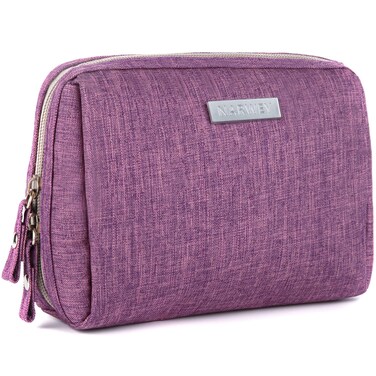 Narwey Small Makeup Bag for Purse Mini Cosmetic Bag Travel Makeup Pouch Zipper Pouch Cute Make up Bags with Compartments for Women (Small, Purple)