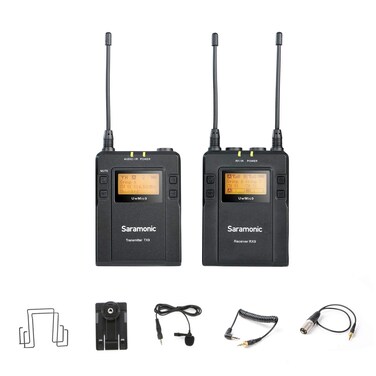 Saramonic UwMic9 UHF Wireless Lavalier Microphone System Omnidirectional Clip on Lapel Mic for Nikon Canon Sony Panasonic DSLR Cameras, Video, Field Recording, Interview, Live Stream, ENG