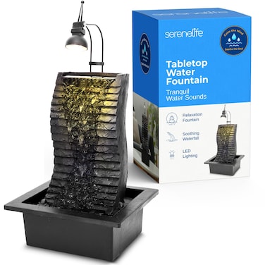 SereneLife Tabletop Water Fountain, Home Decor Soothing Sound Machine with Automatic Pump, Zen Relaxing Decor for Meditation, 10.6" Tall
