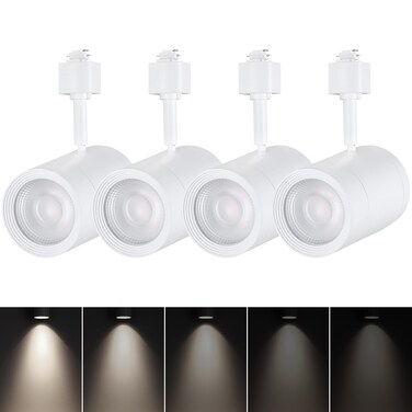 LEONLITE 17.5W Commercial LED Track Light Heads, Ultra Bright H Track Light Head, 36&deg; Dimmable Adjustable Tilt Angle Track Lighting Fixture, CRI90, 4000K Cool White, Matte White, ETL, Pack of 4