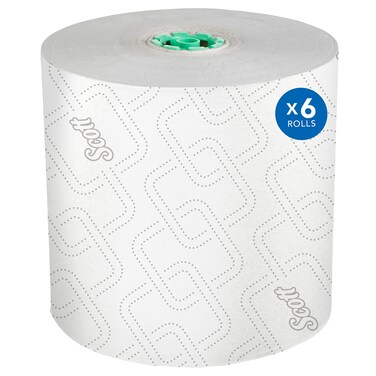 Scott Professional Pro High-Capacity Hard Roll Paper Towels, Bulk (25700), Elevated Design, Absorbency Pockets, White, for ScottBrand Green Core Dispensers (6 Rolls at 1,150' Each, 6,900'/Case)