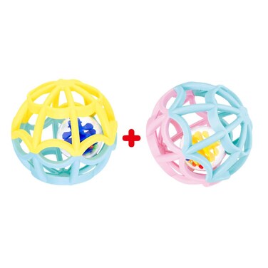 WEofferwhatYOUwant Sensory Play Balls &ndash; Set of 2 BPA-Free Grasping &amp; Teething Balls with Rattle &ndash; Perfect for Infants &amp; Toddlers