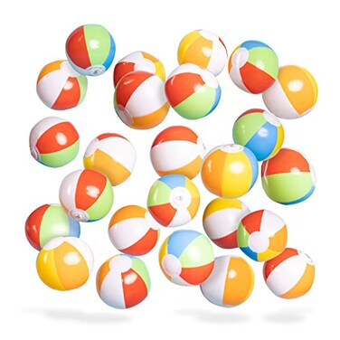 Top Race Mini Beach Balls Bulk - 5 Inch Inflatable Balls for Summer Party, Ocean Party Decorations, Pool Toys for Kids - Set of 25 Rainbow Beach Balls for Birthdays, Beach Days, Pool, Hawaiian Party