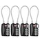 ZHEGE TSA Approved Luggage Locks, 4 Pack, Travel Padlocks, 3 Digit Cable Locks for Baggage, Suitcase, Gym Lockers (Black)