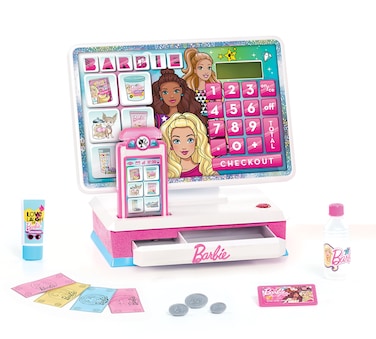 Barbie Large Cash Register, Interactive Toy with Lights, Realistic Sounds, and Pretend Play Money