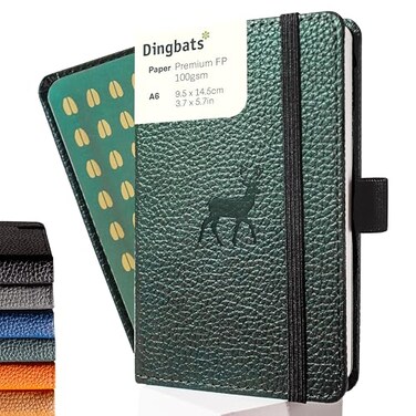 Dingbats* Wildlife A6 Lined Pocket Notebook - PU Leather Hardcover - Small Writing Journal for Work, Travel - Pocket, Elastic Closure, Bookmark