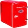 Frigidaire Red Mini Personal Fridge Cooler, 1 Gal Capacity fits Six Cans, Includes Plugs for Home Outlet &amp; DC Charger - 9.84" D x 7.09" W x 10.35" H