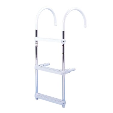 DotLine Boat Aluminum 3 Step Ladder 11" Hooks Center to Center for Gunwales 10" or Less