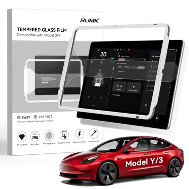 For Tesla Model Y Screen Protector Accessories 2024 2025, 15 inches Glossy Tempered Glass Screen Protector for Tesla Model Y (2025-2020) / Model 3 (2023-2017) Anti-Scratch &amp; Sensitivity Touch
