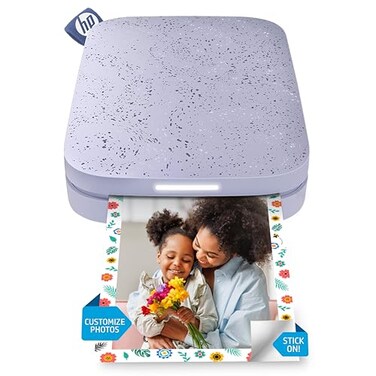 HP Sprocket 2x3" Instant Smartphone Photo Printer - Portable Color Wireless Mobile Printer - Zink Sticky-Back Photos - Print from Compatible iOS &amp; Android Devices with Bluetooth w/Fun App - Purple