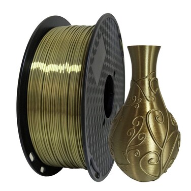 CC3D Silk Antique Gold PLA Filament 1.75 mm 3D Printer Filament 1KG 2.2LBS 3D Printing Material Silky Shiny Gold Filament Metallic Metal Bronze Brass PLA Old Gold Silver Copper Color
