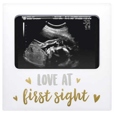 Tiny Ideas Love at First Sight Sonogram Picture Frame, Gender Neutral Ultrasound Keepsake, Ideal Pregnancy Gift, Baby Shower and Nursery Decor, 4&rdquo; x6&rdquo; Photo Insert, Gold, Silver And White