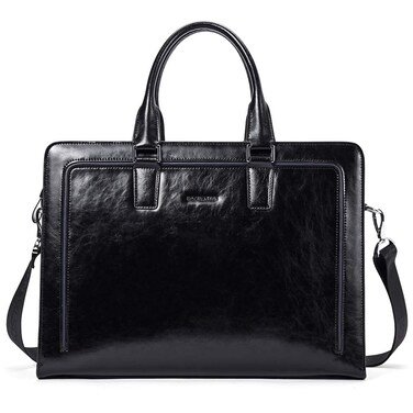 BOSTANTEN Women Genuine Leather Briefcase Tote Business Vintage Handbag 15.6" Laptop Shoulder Bag Brown