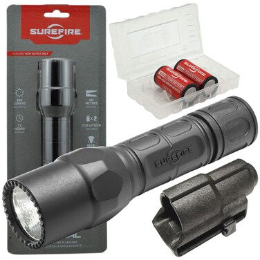 Surefire G2X Tactical Single-Output LED 600 Lumens Bundle with V70 Speed Holster, 2 Extra Surefire CR123A Batteries and Lightjunction Battery Case