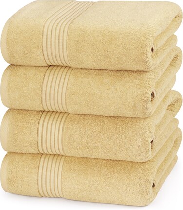 Utopia Towels 4 Pack Bath Towels Set, (27 x 54 Inches) 100% Ring Spun Cotton, Quick Dry, Highly Absorbent, Soft Feel Towels, Perfect for Daily Use (Beige)