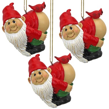 Loonie Moonie Gnome Holiday Ornament: Set of Three