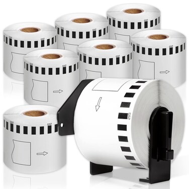 COLORWING DK-2205 Continuous Paper Labels Replacement for Brother DK2205 2.4" x 100Ft(62mm x 30.48m) Shipping Address Labels, for QL-800, 810W, 820NWB, 1110NWB, 8 Rolls with 1 Frame