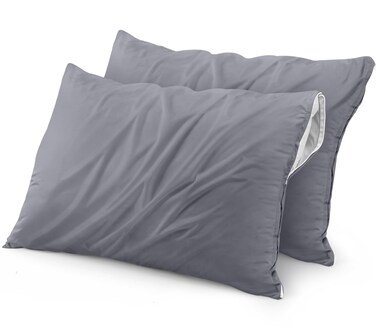Utopia Bedding Waterproof Pillow Protectors Zippered (2 Pack, Grey) King Size, Zippered Pillowcases, Bed Bug Proof Pillow Encasement Covers 20 x 38 Inches