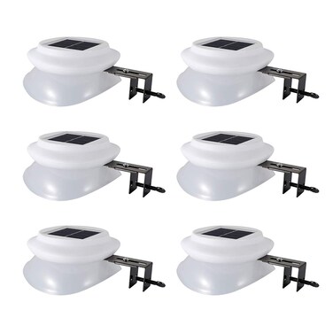6 Pack Upgraded Version Solar Lights Outdoor 9 LED Gutter Lights Solar Powered for Fence Roof Garden Yard Wall Lamp