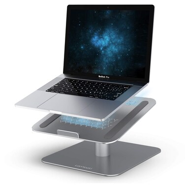Lamicall Laptop Computer Stand, Laptop Holder : Ventilated Laptop Riser for Desk, 360 Rotating, Compatible with MacBook Air Pro, Dell XPS, HP More Laptop Notebooks - Space Gray