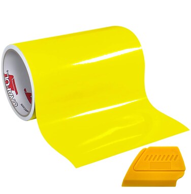 VViViD ORACAL 651 12x 10ft Gloss Vinyl Choose Color Solvent-Based Adhesive-Backed Calendared Wrap Decals with Yellow Multi-Purpose Squeegee (Brimstone Yellow)