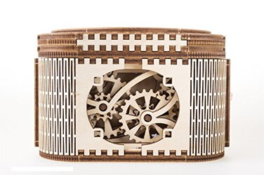 UGEARS Mechanical Models 3-D Wooden Puzzle - Treasure Box w/Key (Secret Hidden Puzzle) Idea Wood Puzzles for Adult