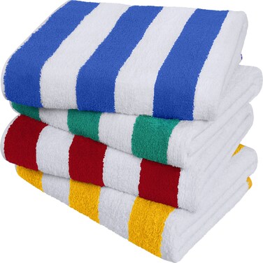 Utopia Towels Cabana Stripe Variety Pack Beach Towels (30 x 60 Inches) - 100% Ring Spun Cotton Large Pool Towels, Soft and Quick Dry Swim Towels (Pack of 4)