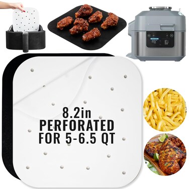 INFRAOVENS Air Fryer Paper Liners for Ninja Speedi SF301 Rapid Cooker &amp; AirFryer 6 QT 12 in 1, Air Fryer Accessories Disposable Parchment Paper and Reusable Non-Stick Heat Resistant for Easy Clean Up