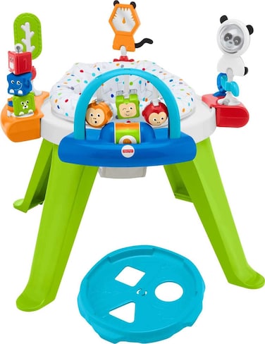 Fisher-Price Baby to Toddler Toy 3-In-1 Spin &amp; Sort Activity Center and Play Table with Playmat and 10+ Activities, Retro Roar