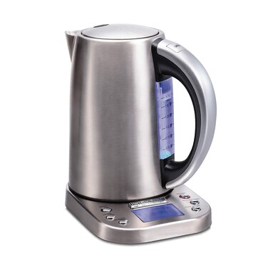 Hamilton Beach Professional Digital LCD Temperature Control Electric Tea Kettle, Water Boiler &amp; Heater, 1.7 Liter, Fast Boiling 1500 Watts, Cordless, Auto-Shutoff &amp; Boil-Dry Protection, Silver (41028)