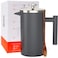 Barista Warrior French Press with Thermometer - Insulated Coffee Press - Stainless Steel French Press Coffee Maker (1.0L, 34 fl oz, Gray)