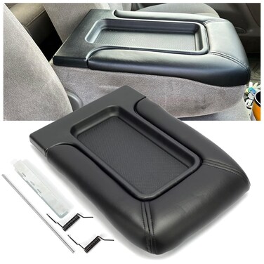 ECOTRIC Center Console Armrest Lid Compatible with 1999-2007 Chevy Silverado Tahoe Avalanche Suburban GMC Sierra Yukon Escalade Armrest Latch Organizer Cover Replacement for 19127364
