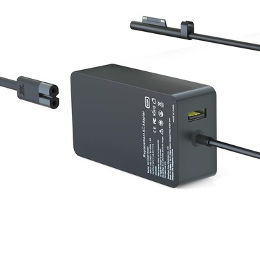 65W Surface Pro 9 Charger - Fit for Microsoft Surface Pro 9, 8, 7+, 7, 6, 5, 4, 3, X, Windows Surface Laptop 6, 5, 4, 3, 2, 1, Surface Book Go Tablet, Support 44W, 36W,with USB Port 8.8ft Power Cord