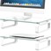 Hemudu 2 Pack Computer Monitor Stand Riser Multi Media Desktop Stand for Flat Screen LCD LED TV, Laptop/Notebook, with Tempered Glass and Metal Legs,HD02T-201