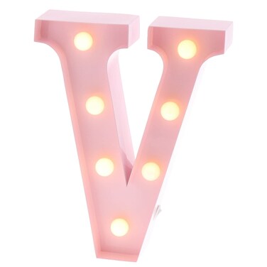 Barnyard Designs Metal Marquee Letter V Light Up Wall Initial Nursery Letter, Home and Event Decoration 9 Inch (Baby Pink)