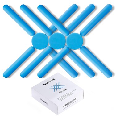 3/Pack Foldable Trivets Silicone, FENGCHEN Folding Trivets, Non-Slip Collapsible Cross Compact Design Expandable Silicone Pot Holder, Blue