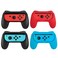 Beastron Comfort Grips Compatible with Nintendo Switch Joy Cons, Sweat-Resistant Handles, 4 Pack, Black, Red &amp; Blue (MATTE FINISH)