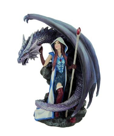 Veronese Design Dragon's Mage by Anne Stoke Sorceress and Dragon Statue