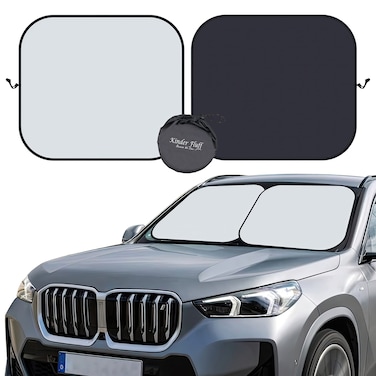 kinder Fluff Windshield Sun Shade - The Only Certified Car Window Shades Blocking 99.9% UVR - Automotive Window Sunshades as Cars,SUV,RV,Truck &amp; Car Accessories - Accesorios para Carro (Standard)
